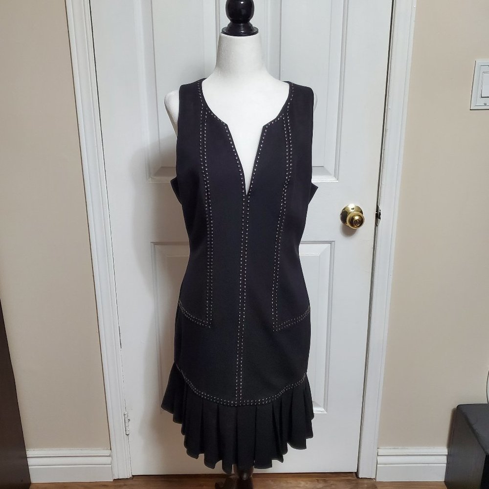 Sam Edelman Sleeveless Black Dress with Studs and Ruffle Trim Details Size 12